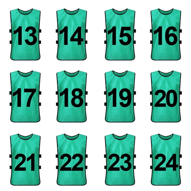 Toptie Ensembles de 12 Gilets d'Entraînement Numérotés (#13-24), Chasubles de Soccer