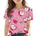 thumbnail image 1 of Zpanxa T-Shirts d'Été pour Filles Imprimé Manches Courtes T-Shirt Col Rond Tee avec Polyester Spandex 4 Ans, 1 of 7