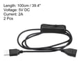 thumbnail image 2 of Unique Bargains USB Extension Cable with ON/Off Switch Extension Power Cords Adapter with LED Indicator Black 2 Pack, 2 of 5