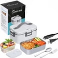 thumbnail image 1 of Wuztai 80W Fast Heating Lunch Box, 1.8L Portable Heated Food Warmer Lunch Box With Fork & Spoon, 12V/24V/110V Car Truck Office Home Work Electric Lunch Box, 1 of 2