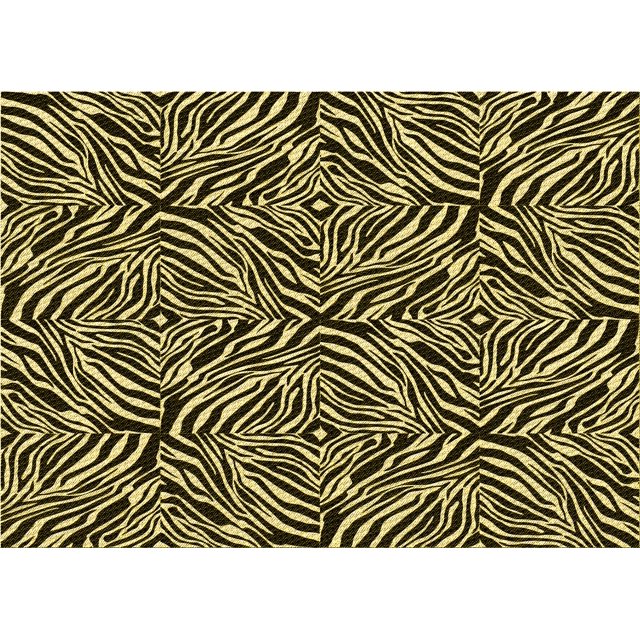 Ahgly Company Tapis d'Intérieur Lavables à la Machine, Rectangles Métalliques Transitionnels Dorés, 8' x 10'