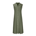 thumbnail image 4 of Ovzne Robes Grande Taille pour Femmes aux Courbes Robe Femme Été Coton et Lin Couleur Unie Décontractée Col Rabattu Sans Manches Robe à Boutons Robe Grande Taille Liquidation, 4 of 6