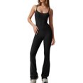 thumbnail image 2 of Fortune Yoga Jumpsuits for Women Backless Bodycon Romper Solid Color Flare Pants, 2 of 8