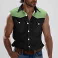 thumbnail image 2 of Sentmoon Mens Tank Tops Workout Summer Sleeveless Lapel Undershirts for Men Pack Color Block with Pockets Relaxed Fit Oversized Workout Gym Shirts Men Vacation for Casual Streetwear Green XL, 2 of 6