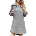 thumbnail image 1 of cfhntfmh Robes Chandails pour Femmes Confortables à Manches Longues Robe à Capuche Surdimensionnée Automne Douce Couleur Unie Robe Mini avec Poches, 1 of 5