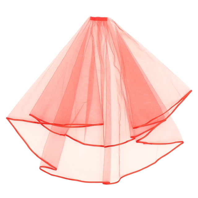 1Pack Red Bridal Veil Double Layer For Brides Wedding 89x31x0.4in