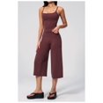 thumbnail image 3 of PISONIC Womens Workout Sets Two Piece Spaghetti Straps Tank Top Matching Wide Leg Capri Pants Gym Work Pilates Outfits, 3 of 7