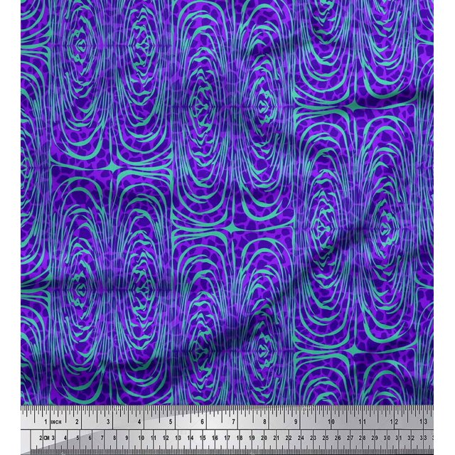 Soimoi Purple polyester Crepe Fabric Leopard & Wild Animal Skin Fabric Prints by Yard 52 Inch Wide