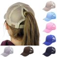 thumbnail image 1 of Women Adjustable Ponytail Baseball Cap Girl Snapback Outdoor Caps Female Summer Hats Mesh Net Trucker Hat, 1 of 7
