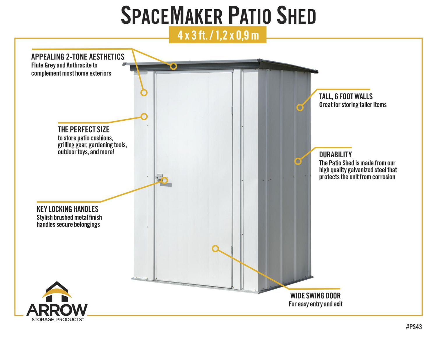 Abri de patio Spacemaker, 4 x 3, gris pâle et anthracite