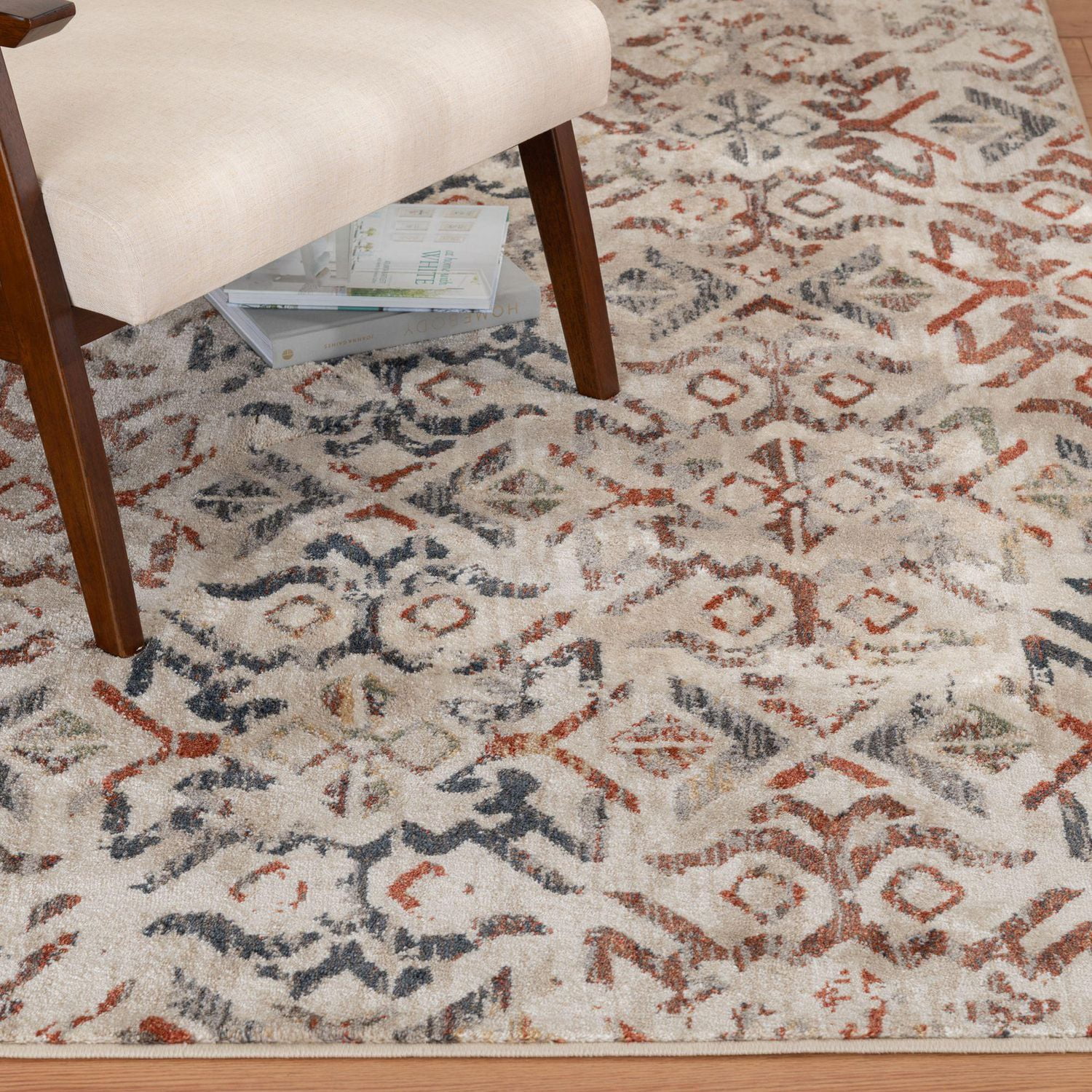 Tapis tissé bleu marine et rouge Pescara