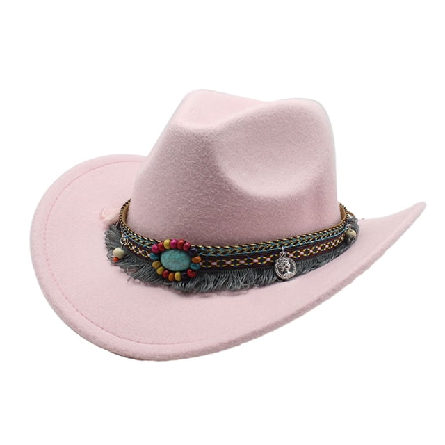 Decodeary Chapeau de Cowboy Premium Léger et Confortable Style Western Grand Application Polyester Rose