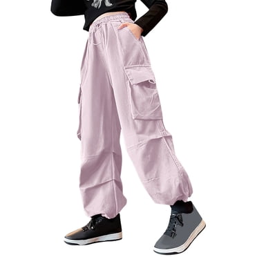 Kcodviy Pantalon Cargo pour Filles Collants Filles Taille 6 Décontracté Taille Haute à Cordon Pantalon de Softball pour Femmes Coupe Ample Poches Enfant 6X Vêtements pour Filles Pantalon Cargo de Survêtement Mode Urbaine