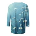 thumbnail image 5 of Pompotops T-shirt Ample Imprimé pour Femme Blouse à Manches 3/4 Col Rond Hauts Décontractés Liquidation, 5 of 5