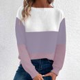 thumbnail image 4 of Timegard Tops for Women Lightweight Drop Shoulder Sweaters Crewneck Long Sleeve Pullover Tops Block Color, 4 of 9