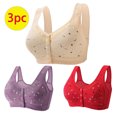 thumbnail image 2 of Lenpel Women's Plus Size Front Closure Bras 3 Pc No Underwire Printed Full Coverage Bralettes Comfortable Everyday Bras(Red,3X-Large), 2 of 6