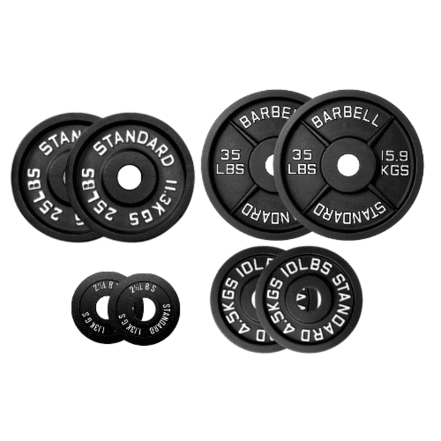 HAJEX Standard Cast Iron Round Weight Plates Set 1 inch - 145LB Set - (2.5LB, 10LB, 25LB & 35LB)