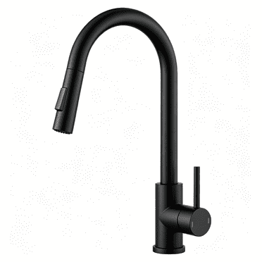 APPASO Robinet de Cuisine Noir Mat avec Vaporisateur Rétractable, Robinet d'Évier à Haut Arc à une Seule Poignée en Acier Inoxydable, 2 Modes de Jet