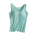 thumbnail image 2 of UPPADA Womens Crewneck Tank Tops Summer Sleeveless Scoop Neck Tees Solid Color Basic Slim Fitted Cami Shirts Womens Tank Tops Camisole Top Built In Bra Adjustable Straps,Clearance Deals, 2 of 4