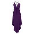 thumbnail image 4 of AherBiu Robe de Soirée pour Femmes à Bretelles Croisées, Dos Nu, Sans Manches, Col en V, à Volants, Fluide, Robe de Cocktail, 4 of 6