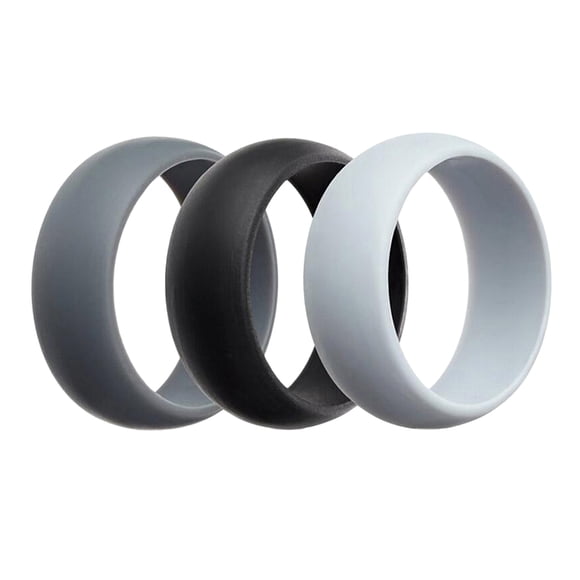 3Pcs Women Men's 8mm Flexible Rubber Silicone Wedding Finger Band - US