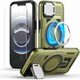 thumbnail image 1 of KOMI pour iPhone 16 Pro Max Étui MagSafe avec Support de Couverture d'Objectif d'Appareil Photo en Métal Ajustable avec 1 Protecteur d'Écran, [Protection de Qualité Militaire] Étui Magnétique Robuste et Résistant pour iPhone 16 Pro Max 6,9 Pouces Vert Armée, 1 of 5