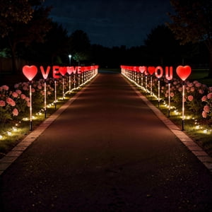 EGNMCR Valentine Day Décorations, LED Valentines's Day Solar Lights Valentines Day Classic Shape Elémentals Holiday Outdoor Garden Yard Décoration d'un remorquage Six lumières solaires de vacances en plastique