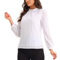 thumbnail image 4 of INSPIRE CHIC Chemisier en Mousseline pour Femmes Travail Bureau Col Montant Manches Longues Blouse S Blanc, 4 of 6