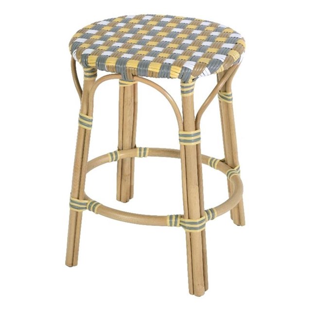 Butler Specialty Company Ballito 24 in. Seat Height Oval Rattan Counter Stool - Yellow and Brown