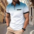 thumbnail image 2 of Male Spring and Summer Men T Shirts V Neck Pack Breathable Short Sleeve T Mens Short Sleeve Shirt Solid Color Button Rams T Shirt Lapel Pocket Bottoming Shirt, 2 of 9