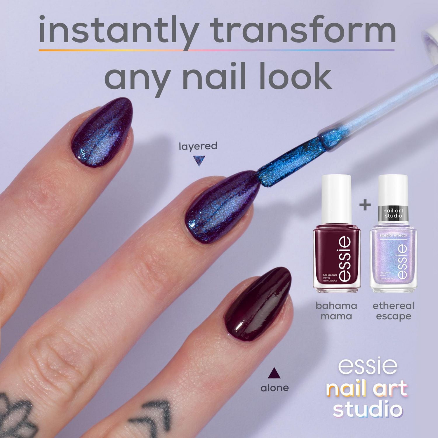 ‌vernis à ongles essie nail art studio gelée brillante, fini translucide, ink jelly, noir, 13,5 ml