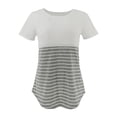thumbnail image 4 of Grrvtrz T-Shirt de Maternité à Col Rond à Manches Courtes Tuniques Hauts Confortables T-Shirts à Imprimé Rayé T-Shirts d'Allaitement à Double Couche, 4 of 7