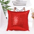 thumbnail image 2 of PiccoCasa Housses de Coussin Décoratives à Paillettes, Housses de Coussin 16"x16 Pouces pour Fête Rouge, 2 of 10