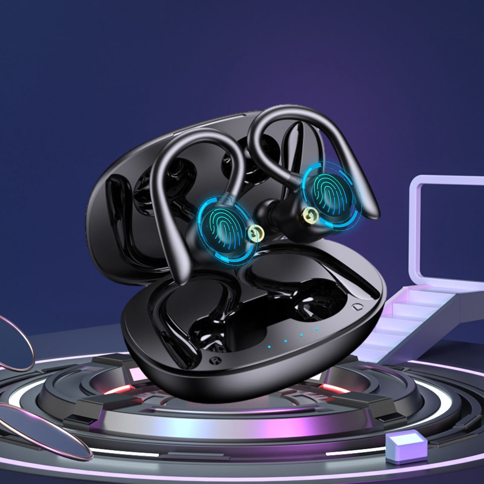 Wireless Sports Bluetooth Earhook Earbuds, Ergonomic Secure Fit, 8mm Graphene Driver Stereo Sound, Noise Reduction Call, Magnetic Charging Case, 25H Playtime for Running Workout Fitness