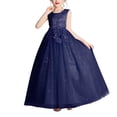 thumbnail image 1 of LOVZFMLL Jupe Princesse à Nœud pour Filles, Été, Manches Courtes, Volants, Dentelle, Col Rond, Broderie, en Maille, 1 of 5