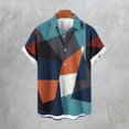 thumbnail image 1 of Qertyioot Big and Tall Men's Spring Short Sleeve Loose Round Neck Geometric Unlocated Printed Shirt, 1 of 4