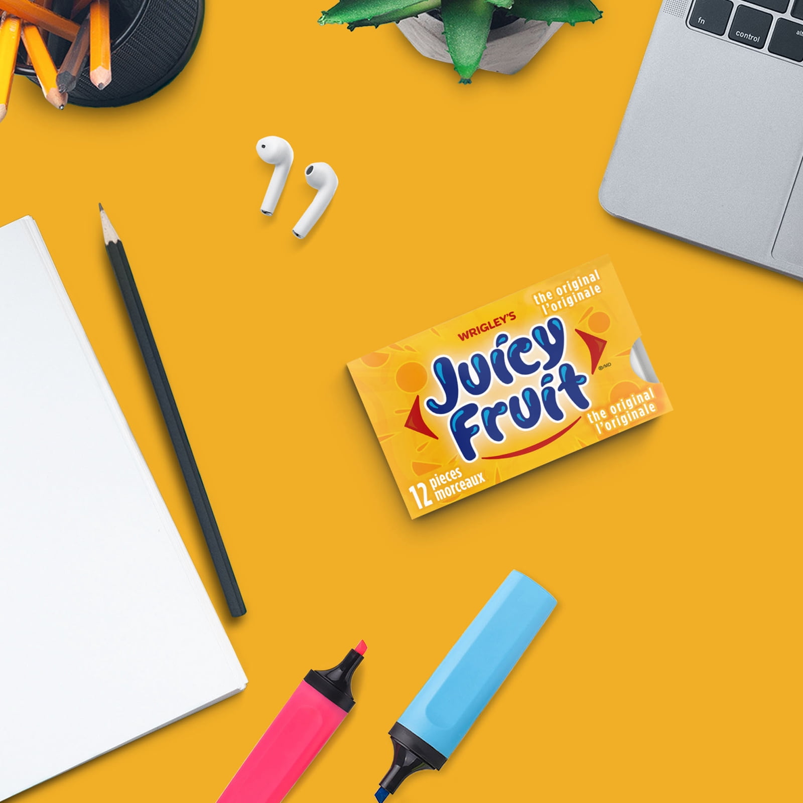 JUICY FRUIT, Fruits, gomme à mâcher, 12 morceaux, 1 emballage
