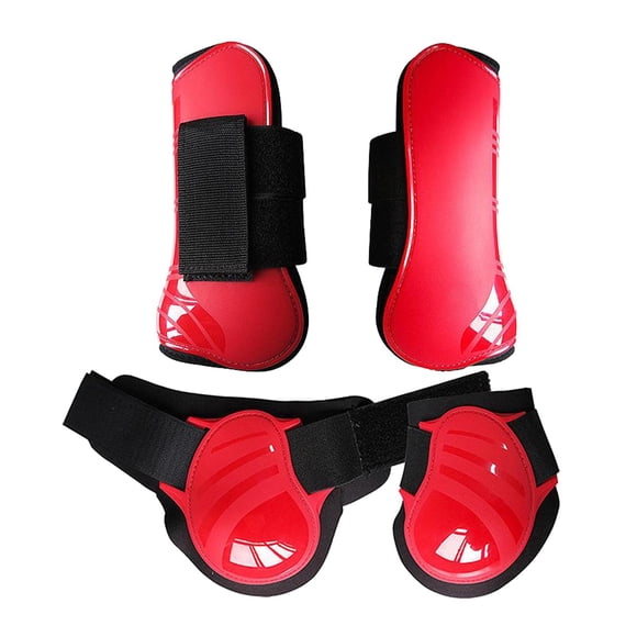Ruiboury 4 Pcs Pattes avant Arrière Arrière de Cheval Protéger Fetlock Tendon Rouge m pour Bottes, Rouge m