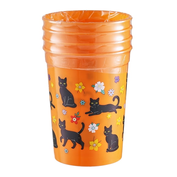 Halloween 4 packs Tumbler, Orange, Black Cat, Plastic, Ages 3+, Party Favors, by Way to Celebrate
