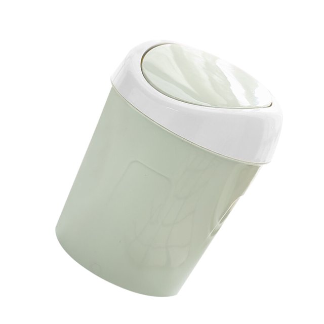 Trash Can Mini Flip Lid Garbage Bin Desktop Mini Flip Bedside Plastic Waste Basket for Home Living Room, Green