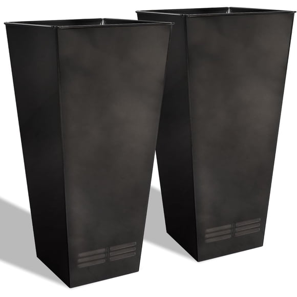 Worth 2 Pack 28" Tall Large Metal Planter, Tapered Steel Flower Pots, Black