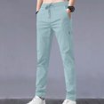 thumbnail image 2 of Mens Casual Pant Elastic Waist Drawstring Lightweight Trousers Loose Straight Leg Solid Pants with Pockets Light Blue M, 2 of 4
