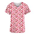 thumbnail image 4 of TIMIFIS Haut de Sarrau Rouge Femme Imprimé Manches Courtes Col en V Hauts Uniforme Saint-Valentin Imprimé Poches Blouse Soins Infirmiers avec Poches-Rouge Imprimé, 4 of 5