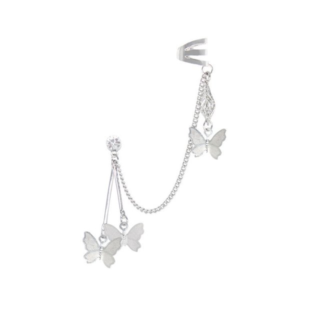 Pierced One- Ear Double Clip Earrings Single Chain EarringsThe Best Gift for A Loved One