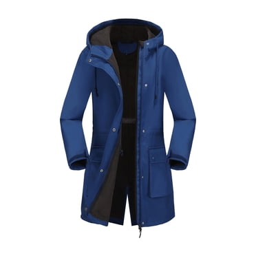 Amzcrzy Vestes pour Femmes Parka à Poches Couleur Unie Imperméable et Coupe-Vent à Manches Longues avec Capuche