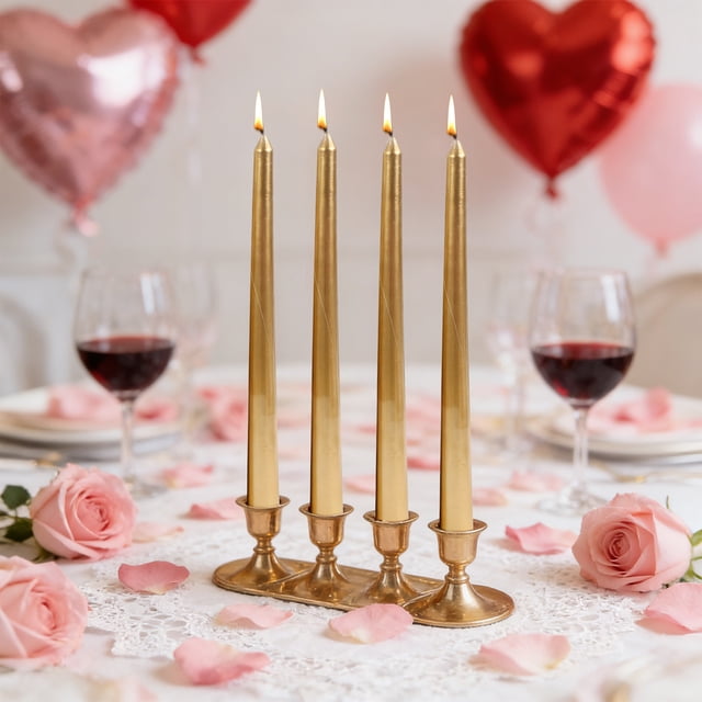 Electroplated Taper Candles for Dining Table Decor, Romantic Wedding Party Centerpiece, Long Dripless Candlesticks, Decorative Wax Candles for Home Decor, Anniversary Valentine's Day Dinner ting
