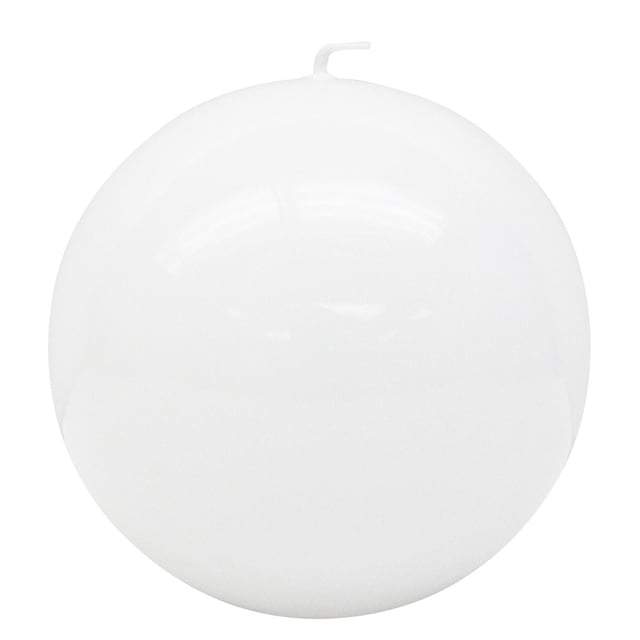 Bougie Boule Blanche Non Parfumée à Fini Lustré et Lustré avec Mèche en Coton sur le Dessus, Diamètre et Hauteur de 4 Pouces, Idéale pour l'Éclairage Décoratif de Table et l'Ambiance à la Maison.