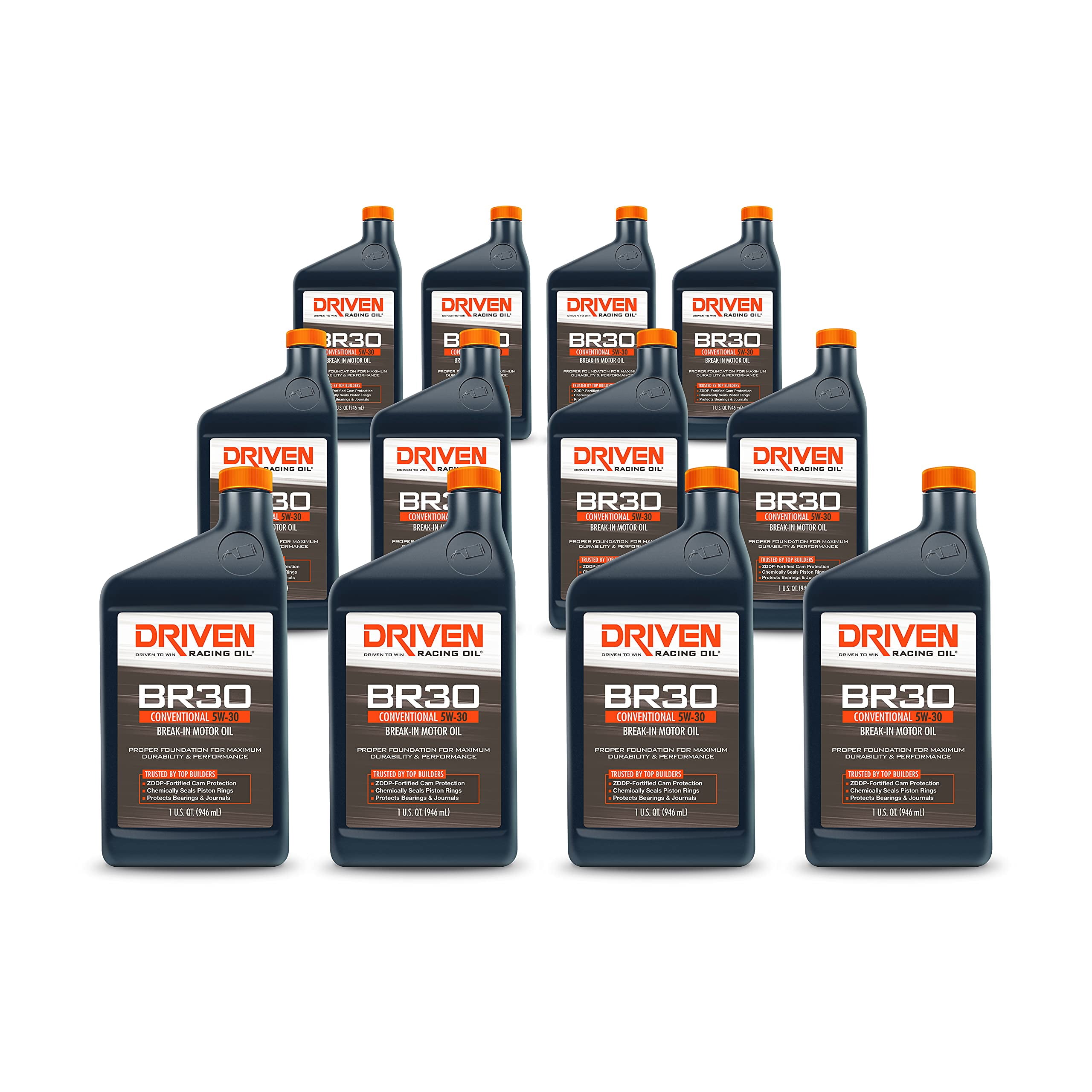 Driven Racing Oil BR30 Break In Oil 5w-30 Motor Oil (12 Quarts) High Zinc Formula, Dyno Pulls, Night of Racing, up to 400 miles on the street. Break in New Engine.