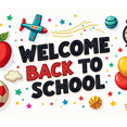 thumbnail image 4 of Colorful Welcome Back to School Banner with Apple Airplane Balloon and Star Elements Backdrop Party Decorations for School Events Opening Ceremonies Classroom Decor Photo Props, 4 of 4