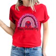 thumbnail image 2 of Meichang Hauts pour Femmes Tendance T-Shirt de la Saint-Valentin Hauts Mignons Imprimé Cœur Hauts de Fête Manches Courtes Décontracté Col Rond Chandail T-Shirts Blouses, 2 of 5